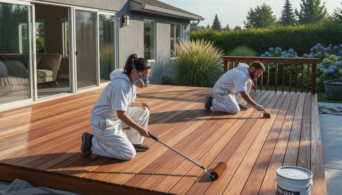Atlanta, GA deck staining service by Atlanta Paint Pros protecting wood from weather and humidity