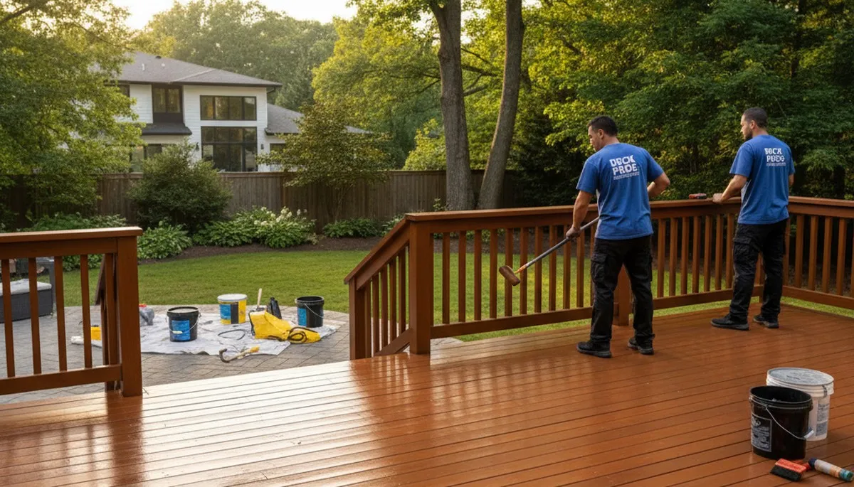 Atlanta, GA deck staining by Atlanta Paint Pros to protect wood and enhance curb appeal