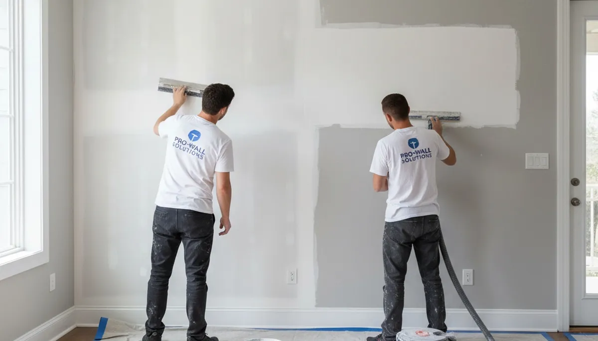 Atlanta drywall repair pro smoothing wall cracks for painting in Atlanta, GA