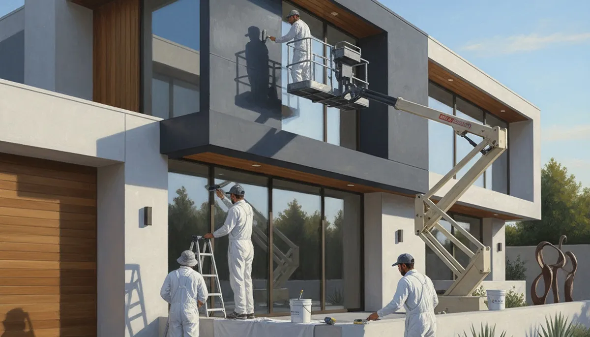 Atlanta house painters applying exterior paint with climate-aware products for durable home protection